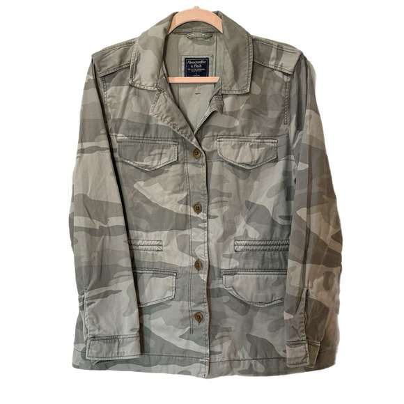 Abercrombie & Fitch Jackets & Blazers - Abercrombie & Fitch Military Womens L Utility Jacket Anorak Green Camouflage Y2K